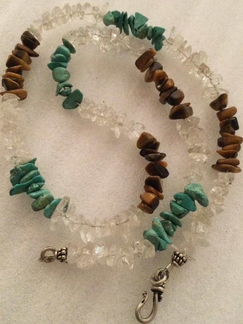 Turquoise, Tiger Eye & Clear Quartz Chip Necklace